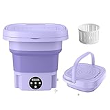 Chpbolly Portable Washing Machine, Mini Foldable Washer and Spin Dryer Small Foldable Bucket Washer, Suitable for Apartment Dorm,Travelling，Best Gift Choice (Purple-8 L)(01)