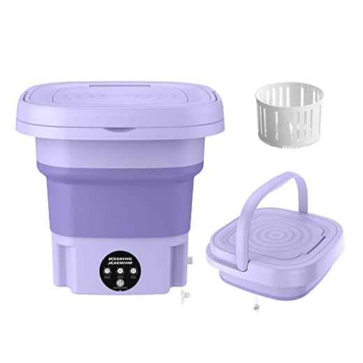 Portable Washing Machine, Mini Foldable Washer and Spin Dryer Small Foldable Bucket Washer, Suitable for Apartment Dorm,Travelling，Best Gift Choice (Purple-8 L)