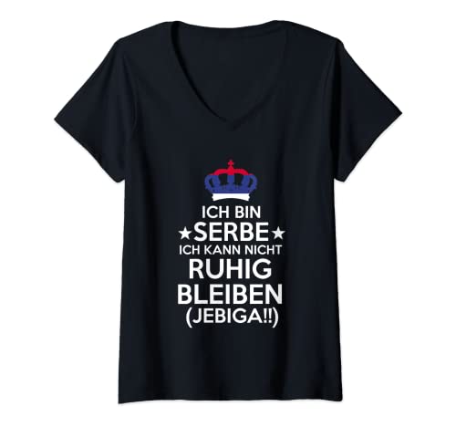 Donna Serbe Balcani Jugoslavia Serbin Srbija Jugo Serbia Maglietta con Collo a V