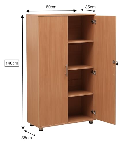 MMT Furniture Designs Ltd Office Storage Cupboard Bookcase Filing Cabinet Beech Lockable 2 Door Cabinet