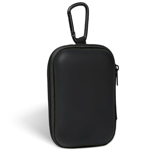 Image of Earbud Case Portable EVA Storage Bag Cell Phone Accessories Organizer with Carabiner for Wired /Wireless Earphone, Earbud, Earpieces, SD Memory Card, Camera Chips, Tech Pouch, Rectangle, Black