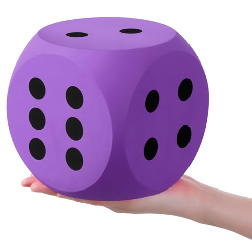 Shappy 6 Inches Foam Dice Fun Filled Large Educational Toy Kawaii Giant Dice Decorative Eva Foam Jumbo Cube Big Square Building Blocks for Game Nights Learning Sessions(Purple,1 Pc)