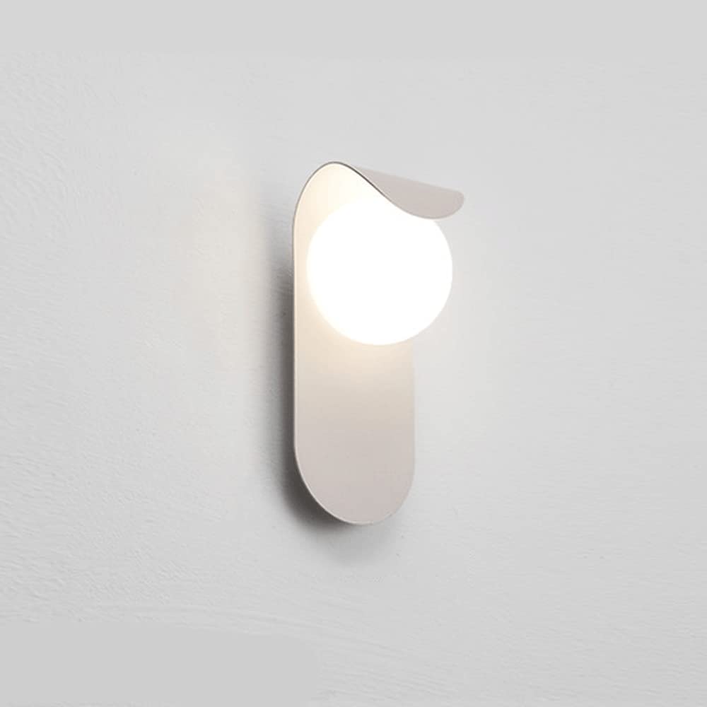 Granestner Minimalist Nordic Metal Wall Sconce White Acrylic Shade - G9 Socket Light for Bedroom, Study, and Corridor(White)