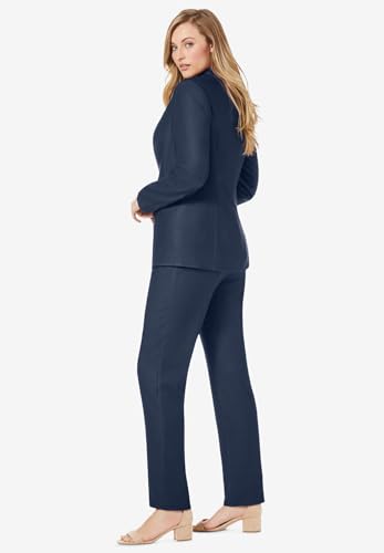 Jessica London Women's Plus Size Petite 2-Piece Stretch Crepe Single-Breasted Pantsuit3