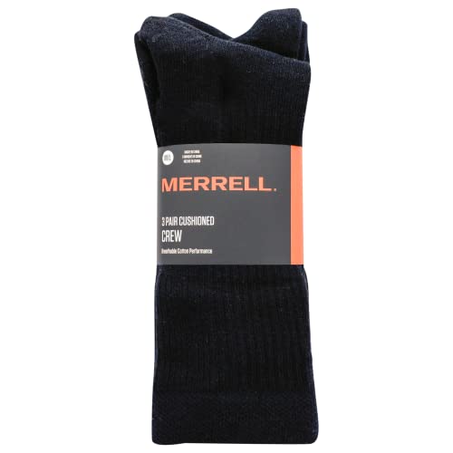 Image of Merrell Unisex Adult Men's and Women's Cushioned Cotton Crew Socks - 3 & 6 Pairs - Breathable Mesh Comfort Zones