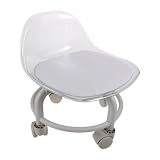 AMUSLESUR Kinderhocker mit Geräuschlosen Rollen, Runder Acrylsitz, Weiß