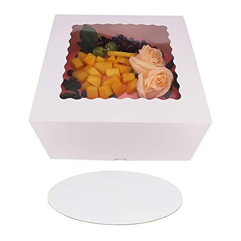 zmybcpack 10 Inch White Cake Boxes with Window Cover