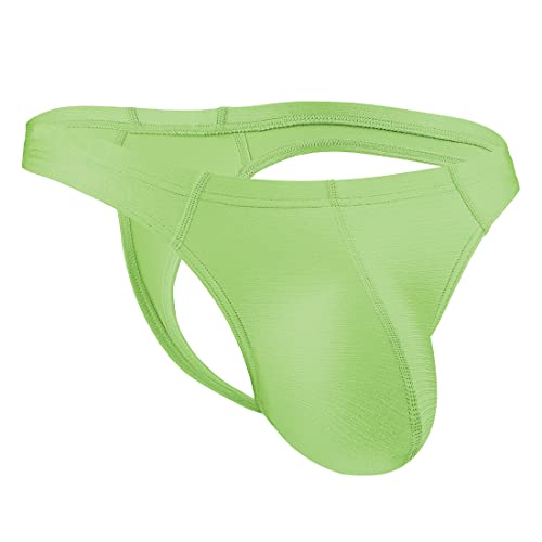 String pour homme, string sexy, sous-vêtements pour homme, string noir, nylon stretch pour homme, grande poche transparente, grande poche en élasthanne, Vert(8187), XXL Cover