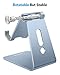 OMOTON Adjustable Cell Phone Stand, Aluminum Desktop Cellphone Stand with Anti-Slip Base and Convenient Charging Port, Fits All Smart Phones, Light Blue