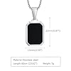 IMINI Geometric Rectangle Stone Pendant Necklace for Men & Women - Unisex Stainless Steel Minimalist Personalized Jewellery, 60cm Rope Chain (Black-Enamel) #1