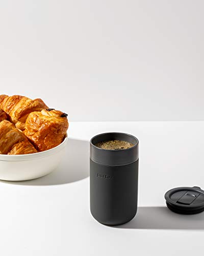 W&P Porter Ceramic Mug W/ Protective Silicone Sleeve, Charcoal 16 Ounces On-The-Go Reusable Cup For Coffee Or Tea Portable Dishwasher Safe #TOP16