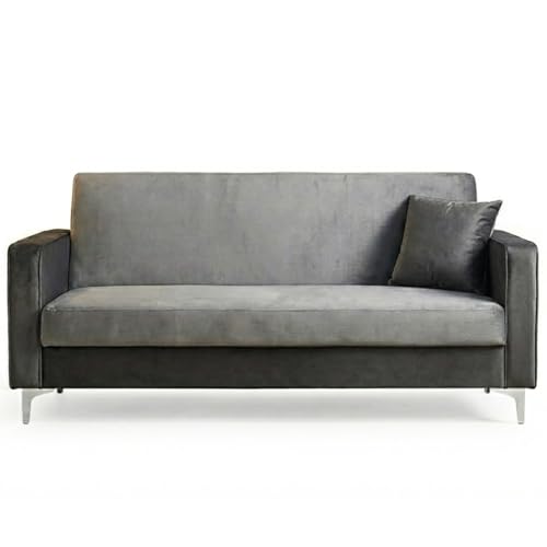 Image of FURNY Livingud 3 Seater Fabric Sofa Set (Light Grey-Dark Grey) in Premium Velvet Finish, Ideal for Living Room, Offices