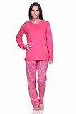 Damen Langarm Schlafanzug - Pyjamahose mit floralen Alloverprint - 191 201 10 852, Farbe:pink, Größe:40-42