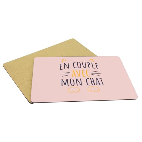 Set de table liège animaux amour avec grand motif chat rose mignon