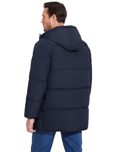 Mens Winter Coats Water-Repellent Windproof Thicken Parkas Long Hooded Padded Puffer Jacket with Pockets4