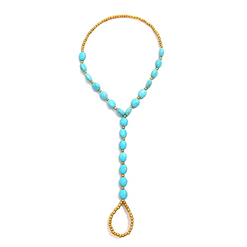 Tobillera de turquesa bohemia para mujer: joya retro de playa