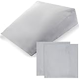 Preboun Keil-Kissenbezug, langlebig, mit Reißverschluss, leicht zu reinigen, für Zuhause, Bett, Schlafen, passend für 68 x 68 x 20 cm Keilkissen, Silbergrau, 2 Stück