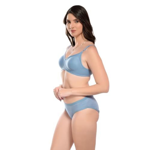 Image of SGC Women Cotton Blend Lingerie Set||Lightly Padded Wirefree Bra & Panty Set||Bridel Set for Women & Girls