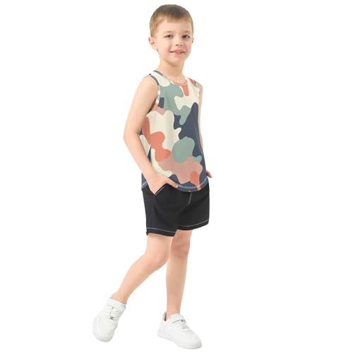 Boys Tank Top Shirts Camouflage Colored Sleeveless T-Shirts Crew Neck for Kids Clothing Children4