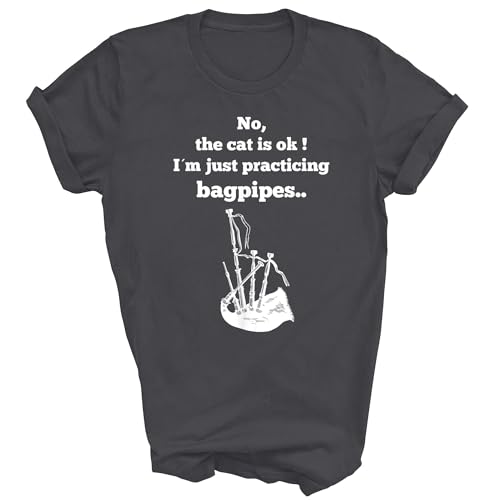 Capman - Capman Funny Im Just Practicing Bagpipe for Bagpipers Bagpiper Bagpiping Unisex Shirt Gift Women Men T-Shirt (Dark Heather;M)