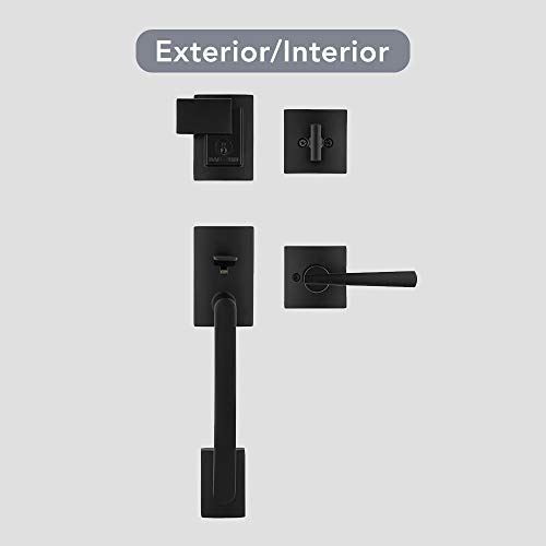 Baldwin Spyglass , Front Entry Handleset with Interior Lever, Featuring SmartKey Deadbolt Re-Key Technology, in Matte Black