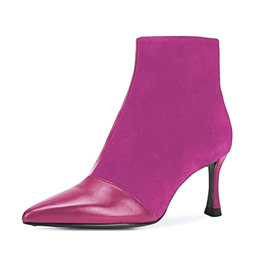 FSJ Women Fashion Pointed Toe Ankle Booties Low Kitten Mid High Heel Office Lady Comfy Daily Wear Dress Shoes Size 4-15 US