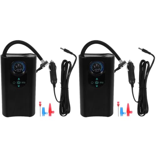 MUCKLILY 2 Piezas Bomba De Aire del Coche Compresor De Aire Portatil Convertidor De Bomba De Aire Revestimientos Inflador Bomba De Aire Portatil para Neumaticos De Coche El Plastico Black