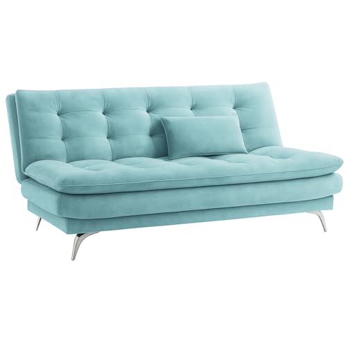 Image of Sleepify Agel 3 Seater Fabric Sofa Cum Bed Set with 2 Cushions, Best Fit for Indian Homes, Living Rooms, Offices with (Sky Blue)