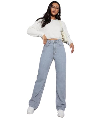 Image of Glossia Denim Baggy Jeans for Women | Stretchable High Waist Straight Fit Jeans for Women | High Rise Stretch Denim | Loose Fit Plus Size Denim (Sizes - 24 to 44) WJ32-1205-$