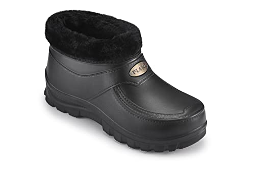 ESTRO Gummistiefel Gefüttert Herren Clogs - Regenstiefel Herren Gefütterte Gummistiefel Damen Kurz Regenschuhe Damen A16 (45, Schwarz)