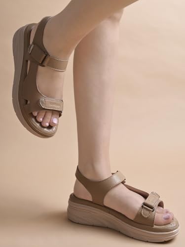 Image of Shoetopia Women's Comfort Sandals | Lightweight Orthopedic Wedge Sandals with Adjustable Straps & Cushioned Sole for Casual Daily Footwear