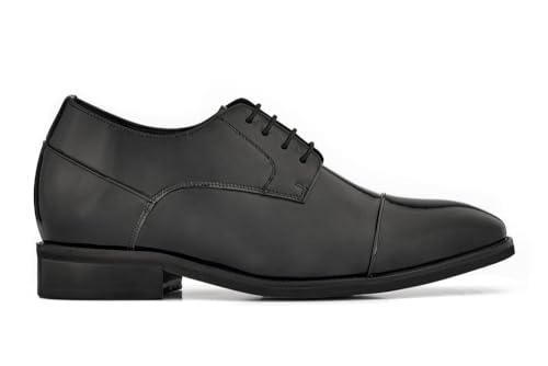 CALTO Men's Invisible Height Increasing Elevator Shoes - Black Patent Leather Lace-up Formal Dress Oxfords - 3 Inches Taller - Y3270- Size 11.5 D(M) US2