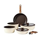 ✨ Design moderne et élégant – Finition noire effet granit avec détails boisés : une batterie de cuisine design qui sublime votre cuisine