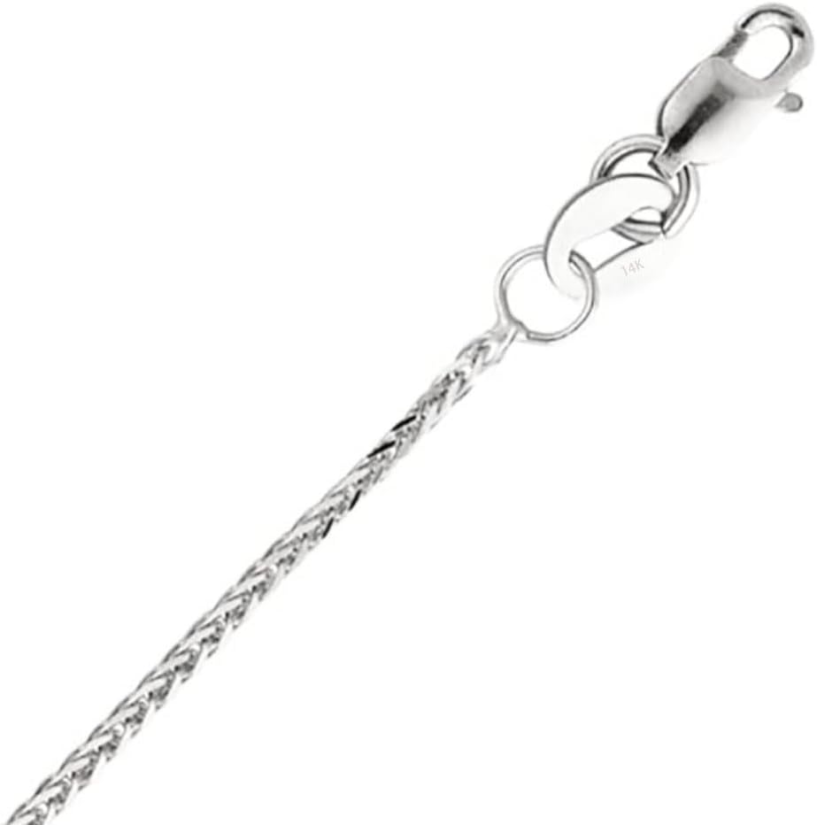 14k Real Yellow/White Gold Solid 0.9mm Diamond Cut Braided Square Wheat Chain Necklace with Lobster Claw Clasp, Jewelry Gift for Women Men