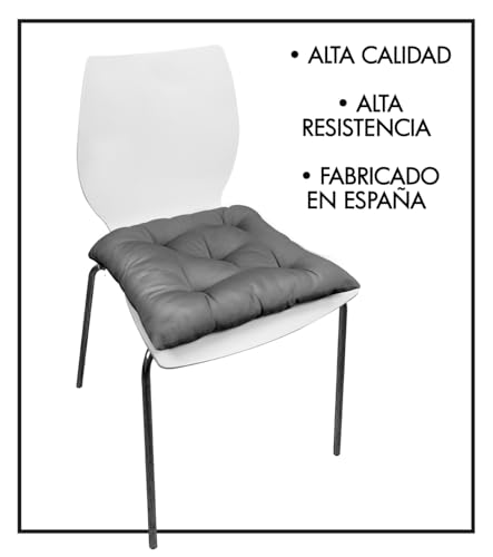Miniatura 5 de Chely Intermarket Cojines Silla 45x45cm Pack 4 Unidades Relleno Mullido Gris 5 Pespuntes Acolchado Exterior Interior Decorativos Suaves Estables Lavables Terraza Jardín