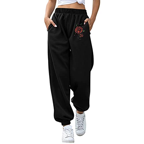 Jogging Hose Sporthose Frauen Yoga Hosen Loose Casual Jogginghose High Waist Loose Fit Sweatpants Mit Regular Passform Für Fitness, Yoga, Freizeit Activewear Für Damen