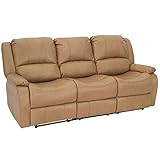 RecPro Charles Collection | 80' Triple Recliner RV Sofa & Drop Down Console | RV Zero Wall | Wall...