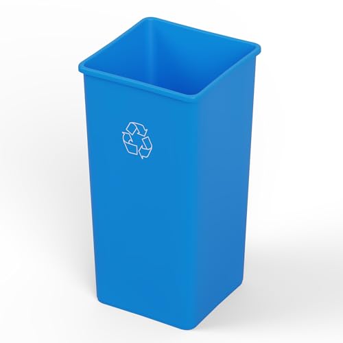 Image of 50 Gallon Blue Square Commercial Trash Garbage Can | Outdoor Office Restaurant School Kitchen