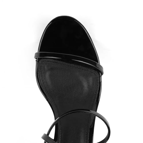 Image of Strappy High Stiletto Heels, Ankle Strap Buckle Heeled Womens Sandals, Sexy Comfort Open Round Toe Heels for Daily Party Dress