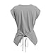 Women's Short Sleeve Round Neck T Shirt Fashion Criss Cross Hem Tops Summer Casual Fitted Wrap Tie Back Blouses Gray