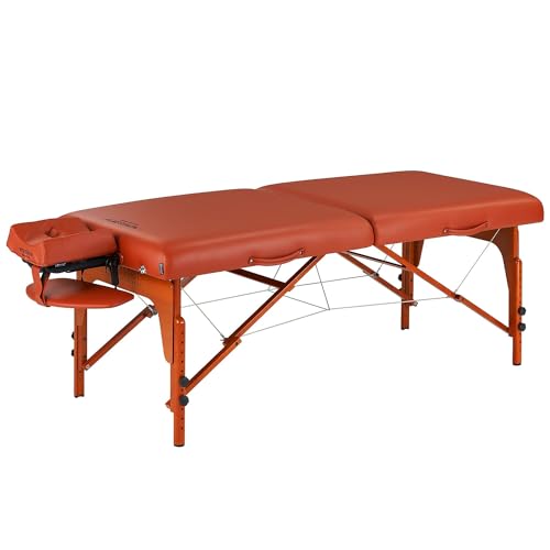Master Massage 31" Santana Pro Portable Massage Table Package, Memory Foam Cushioning, Reiki Leg Panels, Mountain Red- Tattoo Table- Spa Bed- Folding Massage Table- Facial Bed