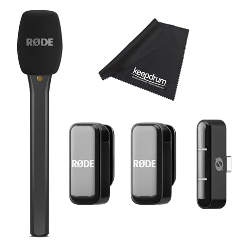 Rode Système de microphone sans fil Micro sans fil USB-C avec adaptateur micro manuel d'interview et chiffon Keepdrum