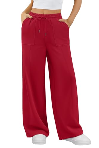 Sweatpants Women Baggy Wide Leg Lounge Casual Pajama Sweat Pants Womens Sweatpants Womens Athletic Pants Red S
