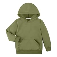BIG ELEPHANT Boys Hooded Sweatshirt Fleece Pullover Hoodies Long Sleeve Warm Hoodie Sweatshirts with Pocket for Kids Army Green