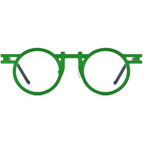 Image of FONEX Colorful Pure Titanium Glasses Frame Women Retro Round Eyeglasses Eyewear F85833