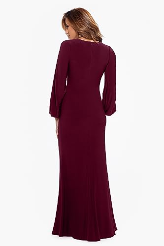 Image of Betsy & Adam Women's Betsy & Adam Women's Floor-Length, Long Sleeve, Front Knotted, Gown (Petite)