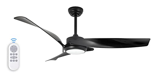 Raccroc Ceiling Fan With Lights Remote Control, 52Inch Ceiling Fans With 3 Reversible Blades, 6 Speeds Smart Timing Quiet Dc Motor, For Indoor/Outdoor Farmhouse Patios Bedroom Living Room（Black） #TOP7