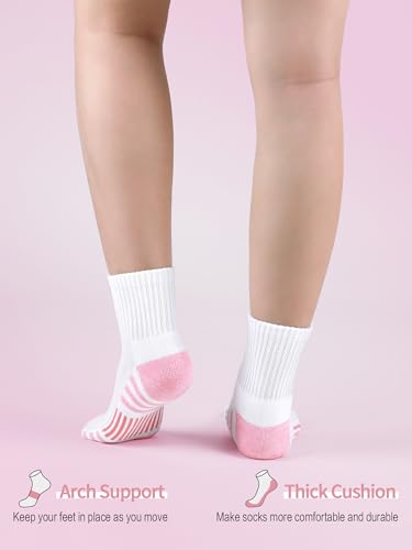 Image of Airacker Athletic Quarter Socks with Cushion Running Ankle Socks for Men Women 6 Pairs