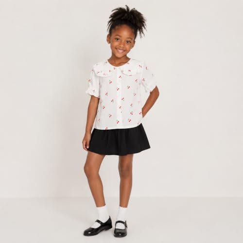 Image of Mud Kingdom Little Girls Peter Pan Collar Blouse Cotton Short Sleeve Button Up