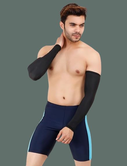 Image of NEVER LOSE Arm sleeves With Leather Gloves For Grip and UV Protection for Sports & Driving